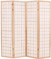 Folding 4-piece Screen in the Japanese Style 160 x 170cm Natural - Room Divider