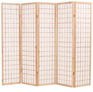 Folding 5-piece Screen in the Japanese Style 200 x 170cm Natural - Room Divider