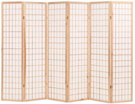 Folding 6-piece Screen in the Japanese Style 240 x 170cm Natural - Room Divider