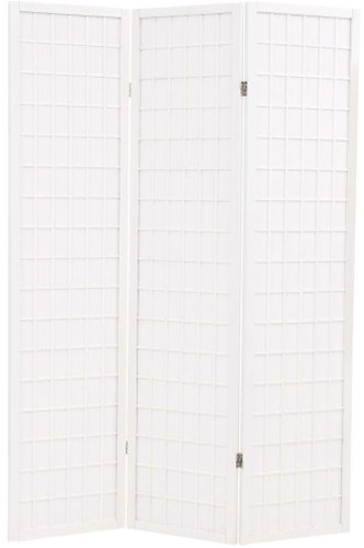 Folding 3-Piece Japanese Style Screen,120x170cm, White - Room Divider - Main image