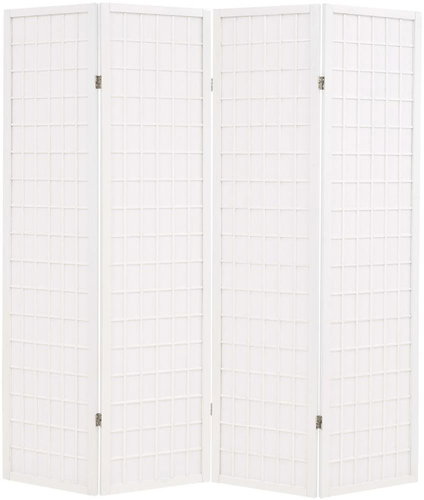 Folding 4-piece Screen in the Japanese Style 160 x 170cm White - Room Divider - Main image