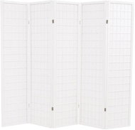 Folding 5-piece Screen in the Japanese Style 200 x 170cm White - Room Divider