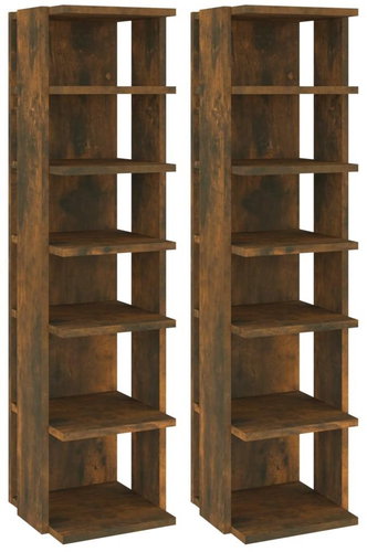 Shoe racks 2 pcs smoked oak 25 x 27 x 102 cm composite wood, 815973 - Shoe Rack - Main image