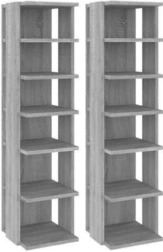 Shoe racks 2 pcs sonoma grey 25 x 27 x 102 cm composite wood, 815975 - Shoe Rack - Main image