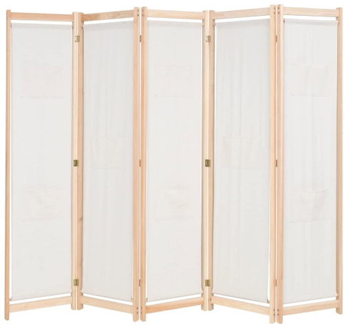 5-piece Cream Screen 200 x 170 x 4cm Textile - Room Divider - Main image
