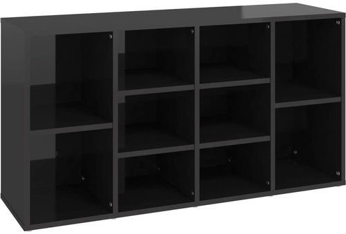 Lavice s botníkem černá vysoký lesk 103x30x54,5 cm dřevotříska, 803297 - Botník - Main image