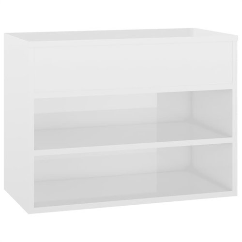Lavice s botníkem bílá vysoký lesk 60 x 30 x 45 cm dřevotříska, 808744 - Shoe Rack - Main image