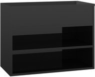 Lavice s botníkem černá vysoký lesk 60 x 30 x 45 cm dřevotříska, 808745 - Botník