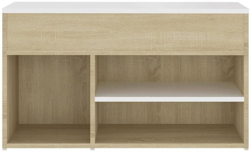 Lavica s topánkovníkom biela a dub sonoma 80 × 30 × 45 cm drevotrieska, 808752 - Botník - Hlavný obrázok
