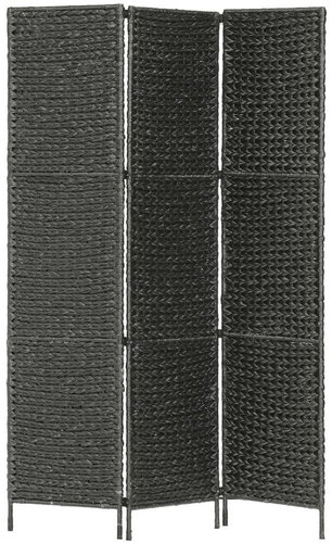 3-piece Screen Black 116 x 160cm Water Hyacinth - Room Divider - Main image