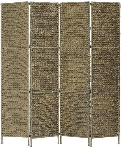 4-piece Screen Brown 154 x 160cm Water Hyacinth - Room Divider - Main image