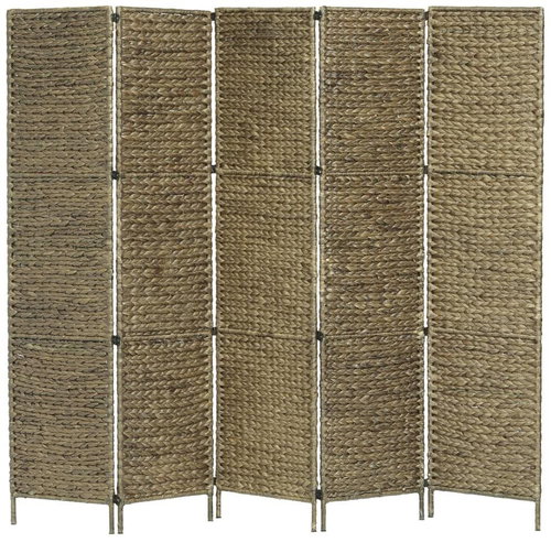 5-piece Brown Screen 193 x 160cm Water Hyacinth - Room Divider - Main image