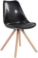 Čierna jedálenská stolička s koženým sedákom DAKOTA, 57944 - Jedálenská stolička