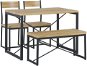 Jídelní sada jídelní stůl 2 židle a lavice světlé dřevo s černou FLIXTON, 251651 - Jídelní židle