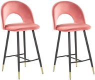 Sada 2 sametových korálových barových židlí FALTON, 251089 - Barová židle