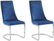 Sada 2 sametových modrých jídelních židlí ALTOONA, 251087 - Jídelní židle