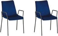 Sada 2 sametových tmavě modrých židlí JEFFERSON, 252412 - Jídelní židle