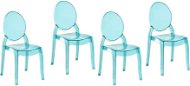 Sada 4 jidelních průhledných plastových židlí v modré barvě MERTON, 125171 - Jídelní židle