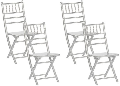 Sada 4 skládacích stříbrných dřevěných jídelních židlí MACHIAS , 207944 - Jídelní židle - Main image