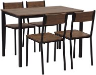 Sada jedálenského stola a 4 stoličiek z tmavého dreva s čiernym HAMRY, 251907 - Jedálenská stolička