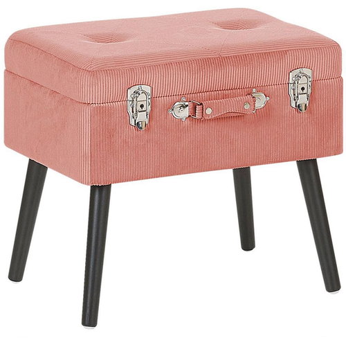 Růžová manšestrová stolička s úložným prostorem MALLARD , 203676 - Stool - Main image