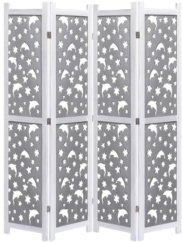 4-piece Screen Grey 140 x 165cm Solid Wood - Room Divider - Main image