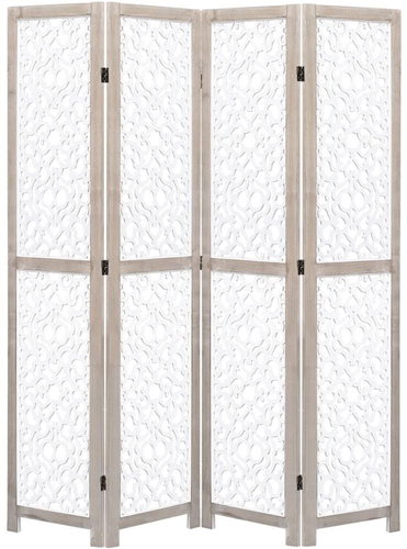 4-piece Screen White 140 x 165cm Solid Wood - Room Divider - Main image