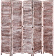 5dílný paraván hnědý 175 x 165 cm dřevo - Paraván