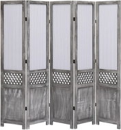5dílný paraván šedý 175 x 165 cm textil - Paraván