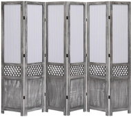 6dílný paraván šedý 210 x 165 cm textil - Paraván