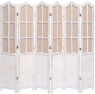 6dílný paraván bílý 210 x 165 cm textil - Paraván