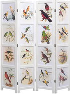 4dílný paraván bílý 140 x 165 cm ptáci - Paraván