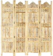 Ručně vyřezávaný 4dílný paraván 160 x 165 cm masivní mangovník - Paraván