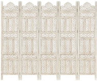Hand-carved 5-piece Screen White 200x165 Solid Mango - Room Divider