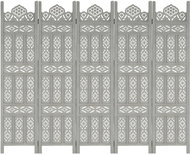 Hand-carved 5-piece Screen Grey 200x165 Solid Mango - Room Divider
