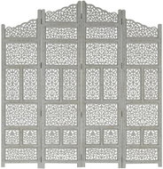 Hand-carved 4-piece Screen Grey 160x165 Solid Mango - Room Divider