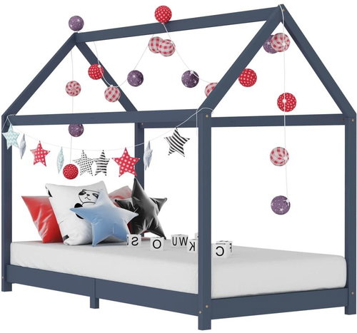Children's Bed Frame Grey Solid Pine 70 x 140cm - Bed - Main image
