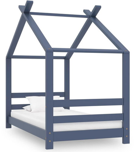 Children's Bed Frame Grey Solid Pine 70 x 140cm - Bed - Main image