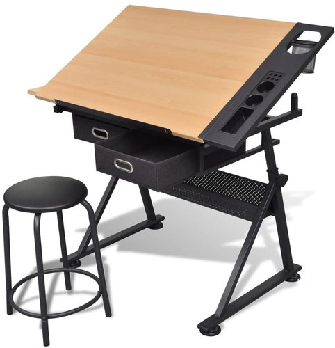 Kreslící stůl sklopný se dvěma zásuvkami a stoličkou - Desk - Main image