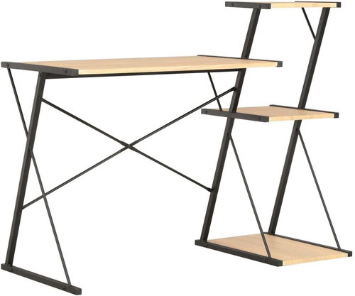 Psací stůl s poličkami černý a dubový odstín 116 x 50 x 93 cm - Desk - Main image