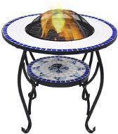 Mozaikový stolík s ohniskom modro-biely 68 cm keramika - Ohnisko