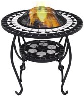 Mozaikový stolek s ohništěm černobílý 68 cm keramika - Ohniště