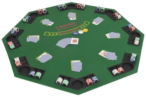 Skládací pokerová deska na stůl 2dílná osmiúhelníková zelená - Desk - Main image