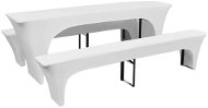 3 strečové biele poťahy na pivný stôl a lavice 220 x 50 x 80 cm - Poťah