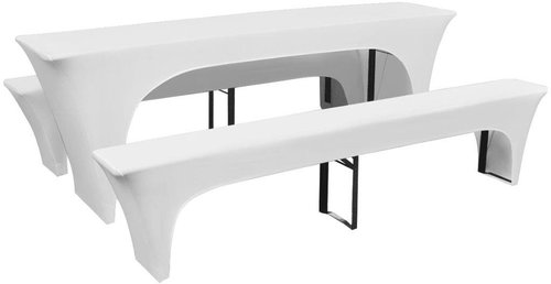 3 stretch white covers for beer table and benches 220 x 70 x 80 cm - Protective Cover - Main image