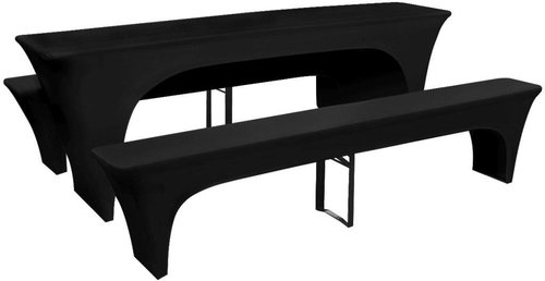 3 stretch black covers for beer table and benches 220 x 50 x 80 cm - Protective Cover - Main image