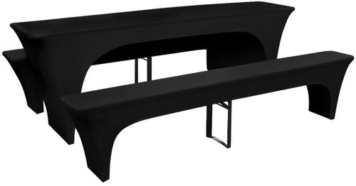 3 stretch black covers for beer table and benches 220 x 70 x 80 cm - Cover - Main image