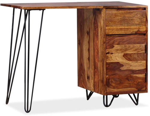 Writing Desk with 1 Drawer and 1 Cabinet, Solid Sheesham - Writing Desk - Main image