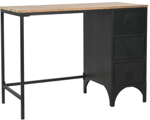 Psací stůl s 1 skříňkou masivní jedle a ocel 100 x 50 x 76 cm - Desk - Main image