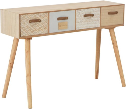 Console Table with 4 Drawers 110x30x73cm Solid Pine - Console Table - Main image